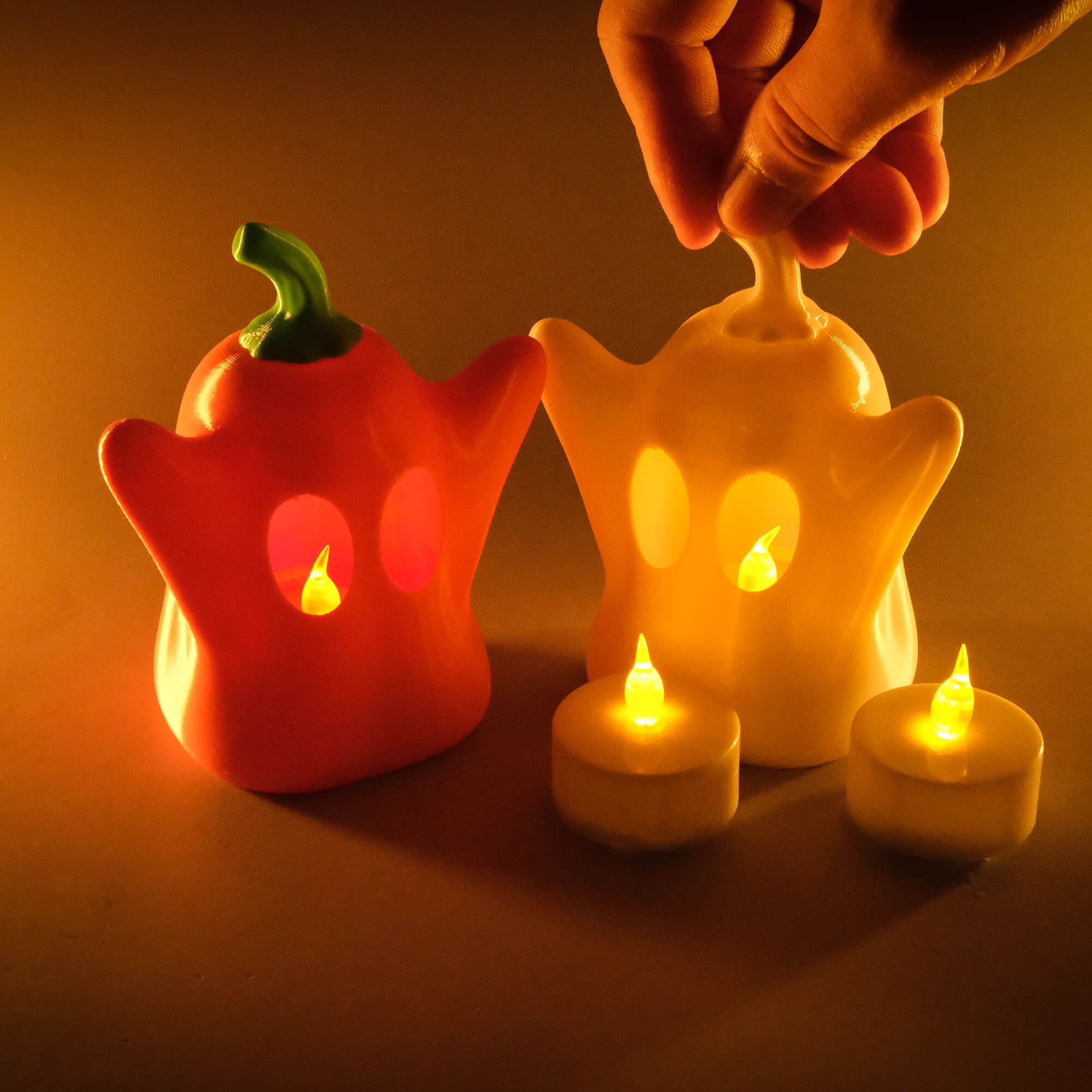 Halloween Pumpkin Ghost Tealight